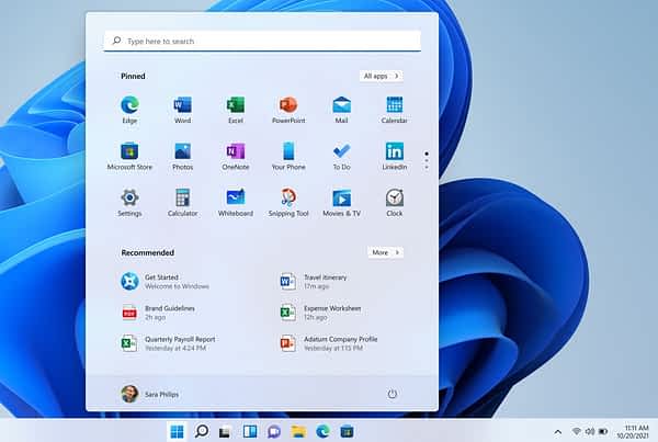 Capture d'écran de Windows 11